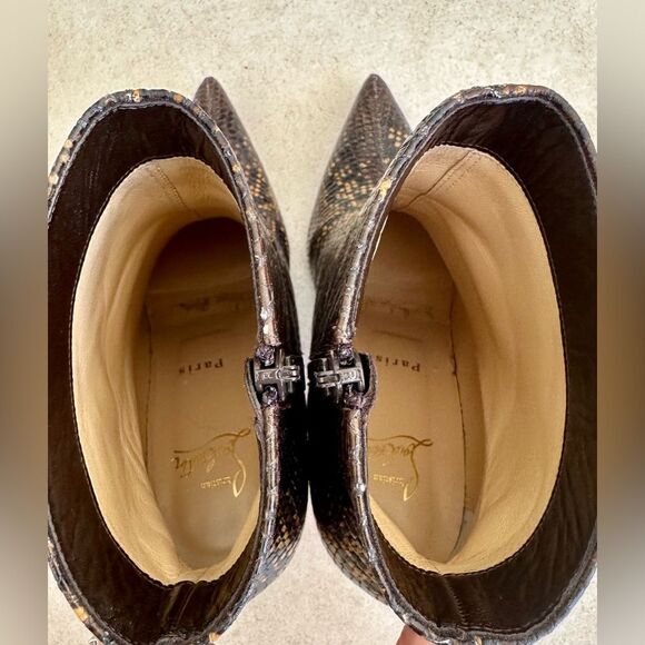 CHRISTIAN LOUBOUTIN So Kate Leather Snake Embossed Dark Brown Boots 85 EU 38 US8 - Picture 12 of 15